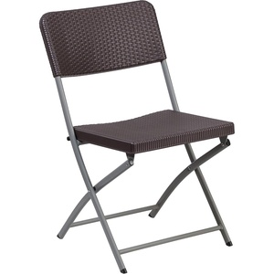 image:imageFlash Furniture 2 Pack HERCULES Series Brown Rattan Plastic Folding Chair with Gray Frame1 Pack