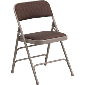 image:imageFlash Furniture 2 Pack HERCULES Series Curved Triple Braced amp Double Hinged Brown Patterned Fabric Metal Folding ChairBrown Patterned