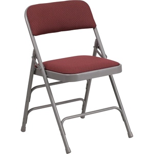 image:imageFlash Furniture 2 Pack HERCULES Series Curved Triple Braced amp Double Hinged Brown Patterned Fabric Metal Folding ChairBurgundy Patterned