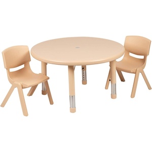 image:imageFlash Furniture 33 Round Natural Plastic Height Adjustable Activity Table Set with 2 ChairsNatural