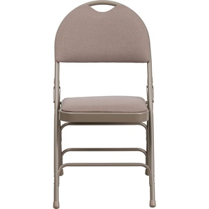 image:imageFlash Furniture 4 Pack HERCULES Series UltraPremium Triple Braced Burgundy Fabric Metal Folding Chair with EasyCarry HandleBeige FabricBeige Frame
