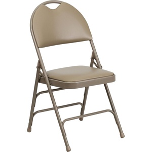 image:imageFlash Furniture 4 Pack HERCULES Series UltraPremium Triple Braced Burgundy Fabric Metal Folding Chair with EasyCarry HandleBeige VinylBeige Frame