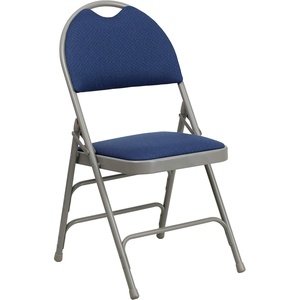 image:imageFlash Furniture 4 Pack HERCULES Series UltraPremium Triple Braced Burgundy Fabric Metal Folding Chair with EasyCarry HandleNavy FabricGray Frame
