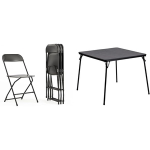 image:imageFlash Furniture 4 Plastic Folding Chairs 650lb Capacity and Folding Card Table for 4 PlayersChair Card Table