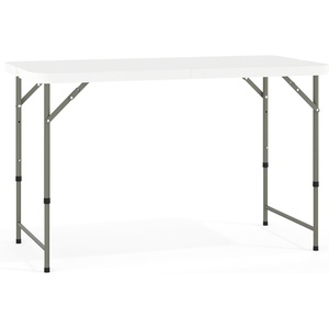 image:imageFlash Furniture 4 Rectangular Plastic Folding Event Table with Adjustable Legs and Carrying Handle BiFold Portable Banquet Table for IndoorOutdoor Events White