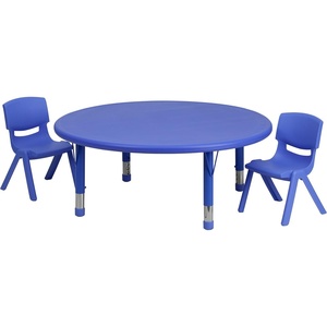 image:imageFlash Furniture 45 Round Blue Plastic Height Adjustable Activity Table Set with 2 ChairsBlue