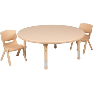 image:imageFlash Furniture 45 Round Blue Plastic Height Adjustable Activity Table Set with 2 ChairsNatural