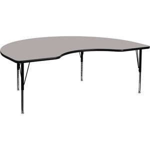 image:imageFlash Furniture 48W x 96L Kidney Grey HP Laminate Activity Table  Height Adjustable Short LegsGrey