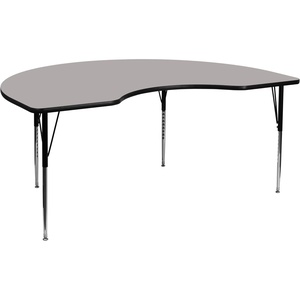 image:imageFlash Furniture 48W x 96L Kidney Oak HP Laminate Activity Table  Standard Height Adjustable LegsGrey
