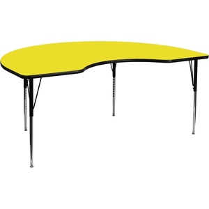 image:imageFlash Furniture 48W x 96L Kidney Oak HP Laminate Activity Table  Standard Height Adjustable LegsYellow