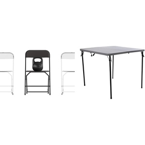 image:imageFlash Furniture 4Pack Extra Wide 650LB Capacity Folding Chairs and Gray BiFold Plastic Folding Table