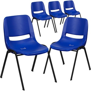 image:imageFlash Furniture 5 Pack HERCULES Series 440 lb Capacity Kids Navy Ergonomic Shell Stack Chair with Black Frame and 12 Seat Height5