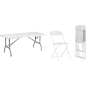image:imageFlash Furniture 6Foot Plastic Folding Table and 4 Pack Plastic Folding Chairs 650LB Capacity