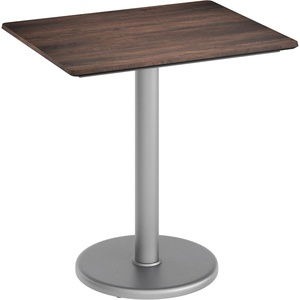 image:imageFlash Furniture Acadia 30x24 Round Indoor Outdoor Dark Brown Tabletop with 18 Round Silver Base Scratch Heat amp UV Resistant Seamless TopGuard HPL Top and EdgeDark BrownSilver Base