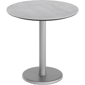 image:imageFlash Furniture Acadia 3125 Round Indoor Outdoor Dark Brown Tabletop with 18 Round Silver Base Scratch Heat amp UV Resistant Seamless TopGuard HPL Top and EdgeGray Faux ConcreteSilver Base