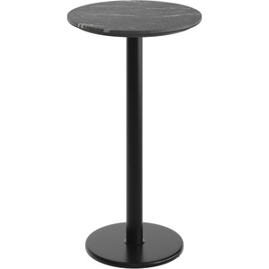 image:imageFlash Furniture Acadia 3125 Round Indoor White Faux Marble Tabletop with 18 Round Black Bar Height Base Seamless TopGuard HPL Top and EdgeBlack Faux MarbleBlack Base