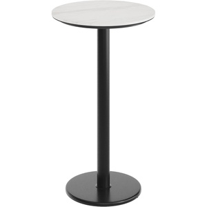 image:imageFlash Furniture Acadia 3125 Round Indoor White Faux Marble Tabletop with 18 Round Black Bar Height Base Seamless TopGuard HPL Top and EdgeWhite Faux MarbleBlack Base