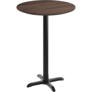 image:imageFlash Furniture Acadia 3125 Round Indoor White Faux Marble Tabletop with 22 x 22 Black Bar Height X Base Seamless TopGuard HPL Top and EdgeDark BrownBlack Base