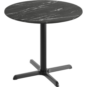 image:imageFlash Furniture Acadia 36 Round Indoor Dark Brown Tabletop with 30 x 30 Black Table Height X Base Seamless TopGuard HPL Top and EdgeBlack Faux MarbleBlack Base