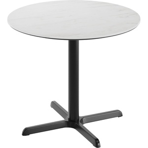 image:imageFlash Furniture Acadia 36 Round Indoor Dark Brown Tabletop with 30 x 30 Black Table Height X Base Seamless TopGuard HPL Top and EdgeWhite Faux MarbleBlack Base