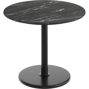 image:imageFlash Furniture Acadia 36 Round Indoor Gray Faux Concrete Tabletop with 24 Round Black Table Height Base Seamless TopGuard HPL Top and EdgeBlack Faux MarbleBlack Base