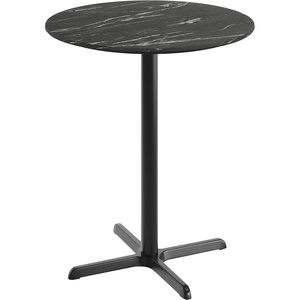 image:imageFlash Furniture Acadia 36 Round Indoor Gray Faux Concrete Tabletop with 30 x 30 Black Bar Height X Base Seamless TopGuard HPL Top and EdgeBlack Faux MarbleBlack Base