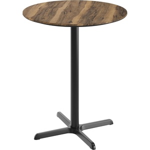 image:imageFlash Furniture Acadia 36 Round Indoor Gray Faux Concrete Tabletop with 30 x 30 Black Bar Height X Base Seamless TopGuard HPL Top and EdgeNaturalBlack Base