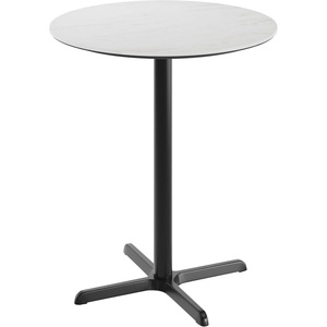 image:imageFlash Furniture Acadia 36 Round Indoor Gray Faux Concrete Tabletop with 30 x 30 Black Bar Height X Base Seamless TopGuard HPL Top and EdgeWhite Faux MarbleBlack Base