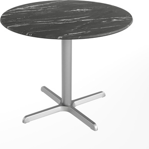image:imageFlash Furniture Acadia 36 Round Indoor Outdoor White Faux Marble Tabletop with 30 x 30 Silver X Base Scratch Heat amp UV Resistant Seamless TopGuard HPL Top and EdgeBlack Faux MarbleSilver Base