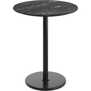 image:imageFlash Furniture Acadia 36 Round Indoor White Faux Marble Tabletop with 24 Round Black Bar Height Base Seamless TopGuard HPL Top and EdgeBlack Faux MarbleBlack Base