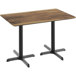 image:imageFlash Furniture Acadia 48 x 30 Indoor Dark Brown Tabletop with Dual 22 x 30 Black Table Height Crisscross Bases Seamless TopGuard HPL Top and EdgeNaturalBlack Base