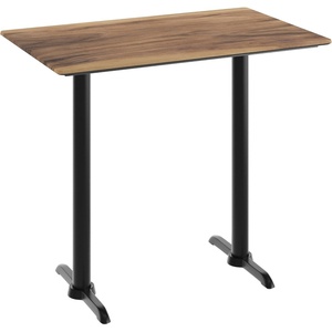 image:imageFlash Furniture Acadia 48 x 30 Indoor Dark Brown Tabletop with Dual 5 x 22 Black Bar Height TBases Seamless TopGuard HPL Top and EdgeNaturalBlack Base