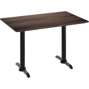 image:imageFlash Furniture Acadia 48 x 30 Indoor Dark Brown Tabletop with Dual 5 x 22 Black Table Height TBases Seamless TopGuard HPL Top and EdgeDark BrownBlack Base