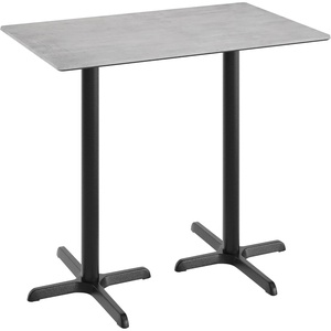 image:imageFlash Furniture Acadia 48 x 30 Indoor Gray Faux Concrete Tabletop with Dual 22 x 30 Black Bar Height Crisscross Bases Seamless TopGuard HPL Top and EdgeGray Faux ConcreteBlack Base