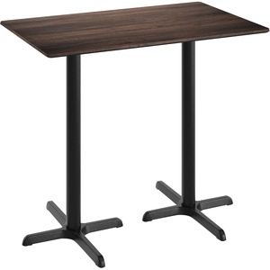 image:imageFlash Furniture Acadia 48 x 30 Indoor Gray Faux Concrete Tabletop with Dual 22 x 30 Black Bar Height Crisscross Bases Seamless TopGuard HPL Top and EdgeDark BrownBlack Base