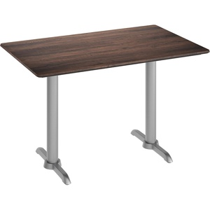image:imageFlash Furniture Acadia 48x30 Indoor Outdoor Gray Faux Concrete Tabletop with Dual 5x22 Silver T Bases Scratch Heat amp UV Resistant Seamless TopGuard Top and EdgeDark BrownSilver Base
