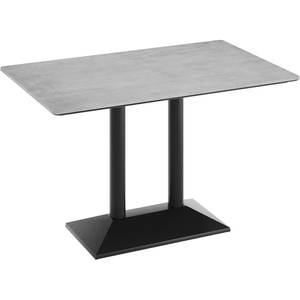 image:imageFlash Furniture Acadia 48x30 Indoor Outdoor Gray Faux Concrete Tabletop with Silver Dual Column Base Scratch Heat amp UV Resistant Seamless TopGuard Top and EdgeGray Faux ConcreteBlack Base