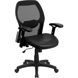 image:imageFlash Furniture Albert MidBack Black Super Mesh Executive Swivel Office Chair with Adjustable Lumbar amp ArmsBlack LeathersoftMesh