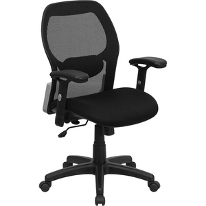 image:imageFlash Furniture Albert MidBack Black Super Mesh Executive Swivel Office Chair with Adjustable Lumbar amp ArmsBlack Mesh