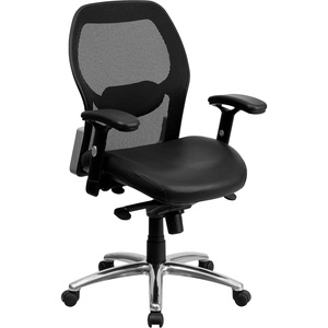 image:imageFlash Furniture Albert MidBack Black Super Mesh Executive Swivel Office Chair with Knee Tilt Control and Adjustable Lumbar amp ArmsBlack LeathersoftMesh