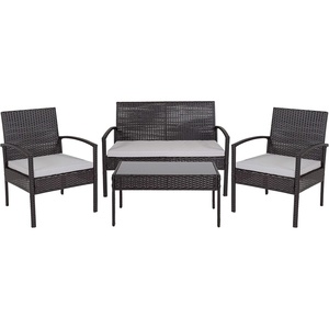 image:imageFlash Furniture Aransas Series 4 Piece Brown Patio Set with Steel Frame and Beige CushionsBlack