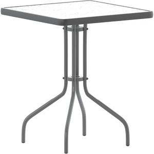 image:imageFlash Furniture Barker 235 Square Tempered Glass Metal Table SilverClear TopSilver Frame