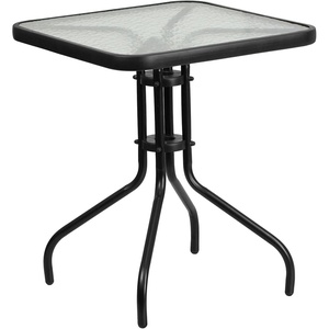 image:imageFlash Furniture Barker 235 Square Tempered Glass Metal Table SilverClearBlack