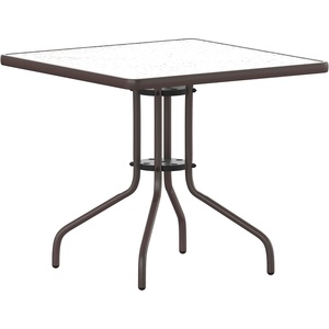 image:imageFlash Furniture Barker 235 Square Tempered Glass Metal Table SilverClearBronze