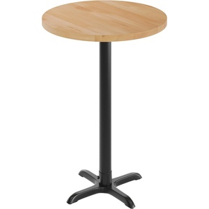 image:imageFlash Furniture Bennett 30 Round Solid Wood Commercial Indoor Tabletop in Dark Brown with 22 x 22 Bar Height Black Cast Iron X Base 300 lb Static CapacityNatural TopBlack Base