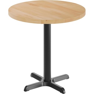 image:imageFlash Furniture Bennett 30 Round Solid Wood Commercial Indoor Tabletop in Natural with 22 x 22 Dining Height Black Cast Iron X Base 300 lb Static CapacityNatural TopBlack Base