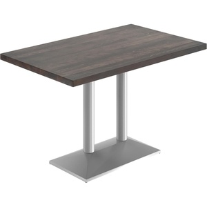 image:imageFlash Furniture Bennett 30 x 48 Solid Wood Commercial Indoor Tabletop in Natural with 27 x 15 Dual Column Table Height Black Cast Iron Base 300 lb Static CapacityDark Brown TopSilver Base