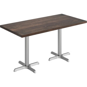 image:imageFlash Furniture Bennett 30 x 60 Solid Wood Commercial Indoor Tabletop in Natural with 22 x 22 Dining Height Black Cast Iron X Base 300 lb Static CapacityDark Brown TopSilver Base