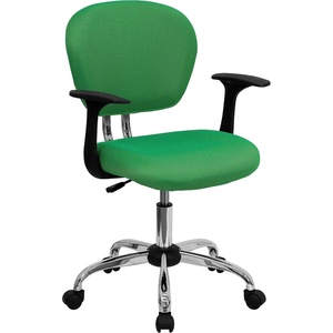 image:imageFlash Furniture Beverly MidBack White Mesh Padded Swivel Task Office Chair with Chrome Base and ArmsBright Green