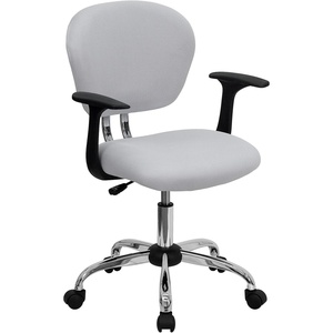 image:imageFlash Furniture Beverly MidBack White Mesh Padded Swivel Task Office Chair with Chrome Base and ArmsWhite